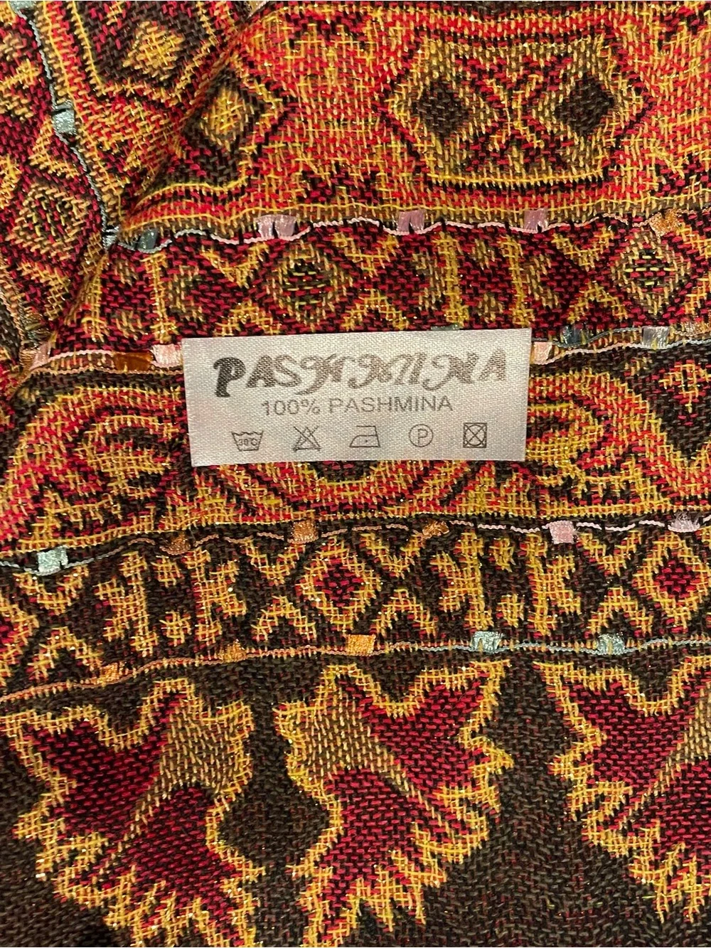Pashmina, Burgundy, Brown & Gold, Lightweight Warmth, 26